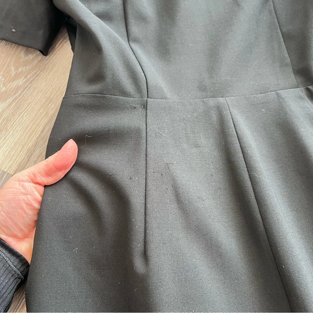 J. Crew Italian wool collared sheath dress bi stretch black‎ gold buttons